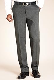 Flat Front Active Waistband Herringbone Trousers