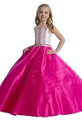 Girls Halter Satin  Lace-Up Beaded Crystals Crystal  Ball Gown Pageant Dress/Party Dress 