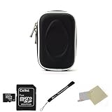 EVA Black Durable Slim Protective Storage Cover Cube Carrying Case with Internal Mesh Pocket with Carabiner clip for Pentax Optio I-10 NB1000 RS1000 RS1500 RZ10 S1 Point and Shoot Digital Camera + Includes a Anti Glare Screen Protector + Includes a 8GB Micro SD Card with SD Adaptor