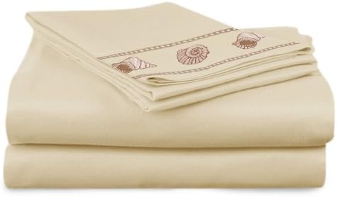 Ultimate Luxury Shell Embroidered Sheet Set, Queen, Ivory