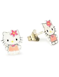 Hello Kitty Girls Sterling Silver Enamel Stud Earrings and Gift Box