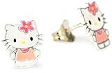 Hello Kitty Girl's Sterling Silver Enamel Stud Earrings and Gift Box