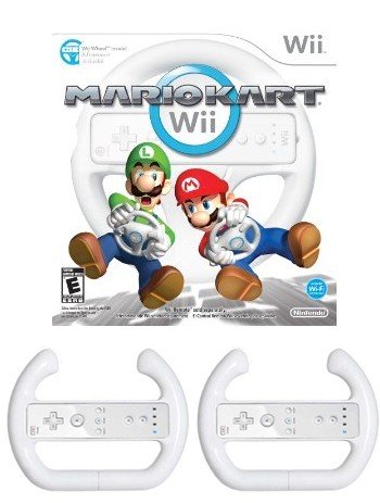 Wii Mario Kart with 2 Extra Steering Wheels