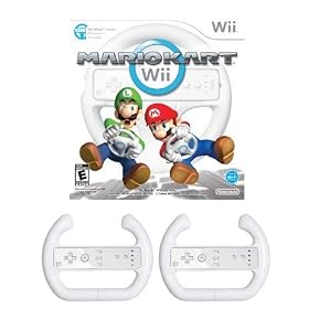 Wii Mario Kart with 2 Extra Steering Wheels