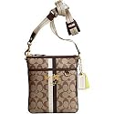 AUTHENTIC COACH HERITAGE STRIPE SIGNATURE SWING PACK 42385 (Khaki/Mahogany)