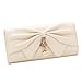 Damara Women Long Faux Leather Bifold Large Bow Design Wallet Handbag,Beige