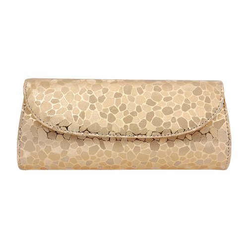 BMC PU Leather 2 Zipper Pocket Magnetic Snap Chain Shoulder Strap Evening Clutch