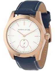 Kenneth Jay Lane Womens KJLANE-2310S-03C 2300 Series White Textured Dial Blue Leather Watch