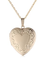 14k Yellow Gold Filled Engraved Heart Locket, 20"