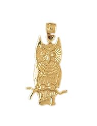 Dazzlers Solid 14k Gold Owl Charm Pendant Available in three colors from jewelsberry (weights: 1.8 grams only)