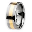 14k Gold Inlaid Polished Titanium Ring (8.0 mm) With Wood Box - Sizes 6-13