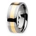 14k Gold Inlaid Polished Titanium Ring (8.0 mm) With Wood Box - Sizes 6-13