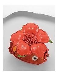 Orange Flower Leather Bracelet In White Base