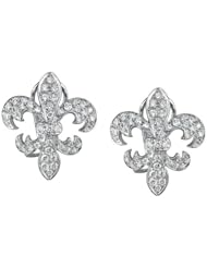 14k White Gold 0.71 Ctw Fleur de Lis Diamond Earrings