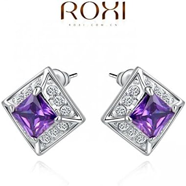 Loving Pop platinum plat earrings with purple stone,fashion jewelrys,earrings for young women, s