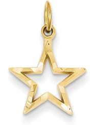 14k Yellow Gold Diamond-cut Star Charm