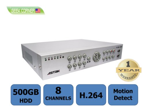 Astak CCTV 8 Channel Video Audio H.264 Real-time Security Surveillance DVR system with 500GB Hard Drive, Network and Internet Viewing Monitoring System Support Remote/Mouse (DVR Only) On Sale