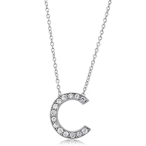Sterling Silver Pendant Cubic Zirconia CZ Initial C Pend
