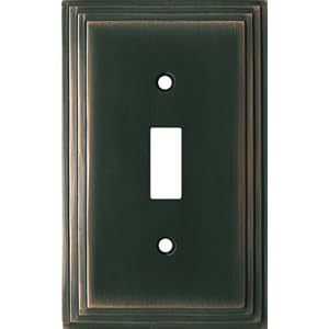 ART DECO STEP Oil Rubbed Bronze Switchplates Outlet Covers, Rocker, GFCI 1 Toggle by 