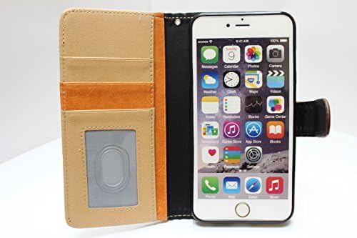iPhone 6 Plus Case Wallet Style PU Leather Case Flip Stand Cover With Hybrid Woven Photo Frame ID Card Holder Credit Card Slot Many Colors with Cleaning Cloth iPhone 6 5.5 iPhone 6+, PXV (TM) (Dark Red)