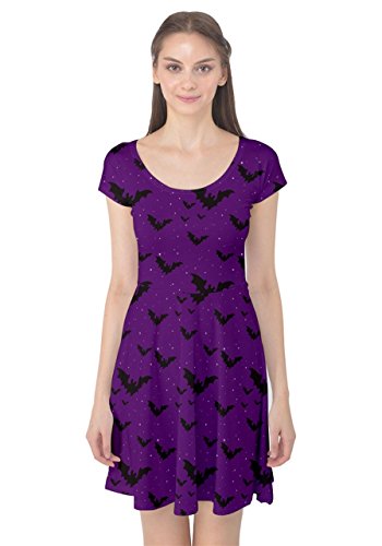 CowCow Womens Halloween Bats Pumkins Spider Ghost Witch Short Sleeve Dress