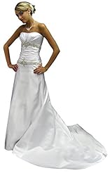 A-line Strapless Satin Beaded Lace-Up Ruched Corset Dropped   Waistline  Dress