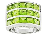5.19CTW PERIDOT STERLING SILVER 3 ROW RING