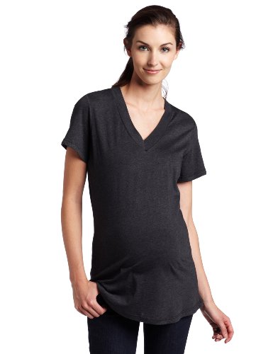 Maternal America Women's Maternity Everyday Tee, Black, Small