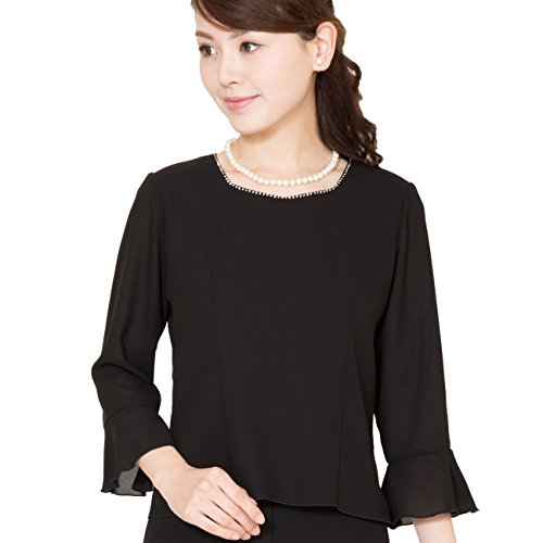 【メアリーココ】SS-17b 黒　夏服　シフォン ブラウス 半袖　フォーマル レディース