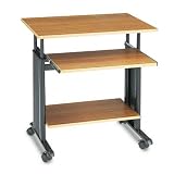 Adjustable 28 Computer Workstation- Oak/Black