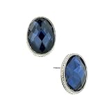 Liliana Navy Blue Jewel Button Earrings