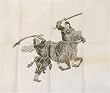 Swordsman on Horse Dualing, Chinese Stone Rubbing on Rice Paper - Vintage