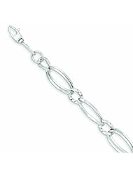 Genuine 14K White Gold Polished And Textured Hollow With Ext. Bracelet 7 Inches 4 Grams Of Gold 100% Satisfaction Guaranteed.
