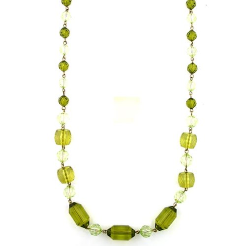 Funky Chunky Green Hues Bead Necklace