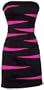 Strapless Bandage Mini Tube Dress Prom Party Cocktail Formal Gown, Small, black/fuchsia