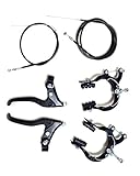 Old School BMX Complete Mountain Bicycle Caliper Brake Set Cables Lever BlackMTB