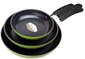 The Green Earth Frying Pan 3-Pan Set by Ozeri (8", 10", 12"), with Textured Ceramic Non-Stick Coating from Germany (100% PTFE and PFOA Free)