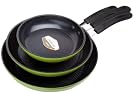 Green Earth Frying Pan 3-Piece Set by Ozeri (8 , 10 , 12 ), with Textured Ceramic Non-Stick Coating from Germany (100% PTFE and PFOA Free)
