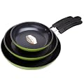 Green Earth Frying Pan 3-Pan Set by Ozeri (8", 10", 12"/20, 26, 30 cm), with Textured Ceramic Non-Stick Coating from Germany (100% PTFE and PFOA Free)