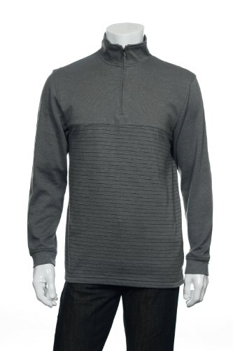 Van Heusen Men's Gray Horizontal Striped Half Zip Sweatshirt