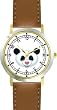 Giant Panda Bear Head (Pink Nose) - Bear - JP Animal - WATCHBUDDY&reg; DELUXE TWO-TONE THEME WATCH - Arabic Numbers - Brown Leather Strap-Size-Women's Size-Small