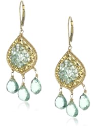 Dana Kellin Green Apatite Mosaic and Triple Flourite Drop Earrings