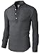 H2H Mens Casual Slim Fit Linen Henley Lightweight Roll-up Sleeve Shirt