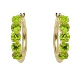 10k Yellow Gold Peridot Hoop Earrings