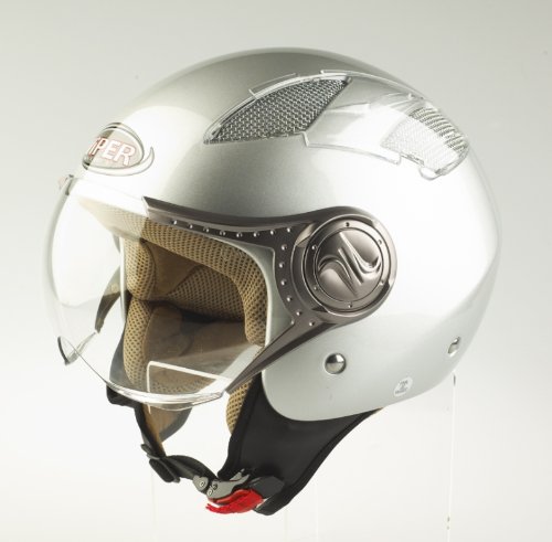 VIPER RS-16 OPEN FACE MOTORCYCLE SCOOTER HELMET, SILVER, LARGE