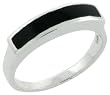 1/4" (7mm) wide Sterling Silver Ring with Jet Stone
