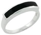 1/4" (7mm) wide Sterling Silver Ring with Jet Stone
