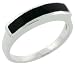 1/4" (7mm) wide Sterling Silver Ring with Jet Stone