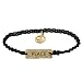Black Cord-Chinese Knot Inspirational Bracelet With Matte Gold Plated Link With Small Cubic Zirconias and PEACE Engraved - Adjustable Length 4.5 -7.5 