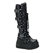 4 3/4 Inch Womens Gothic Boots Wedge Heel Hardware Studs Lace Up Knee High Boots